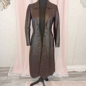 Vintage Brown Leather Opera Trenchcoat size 7